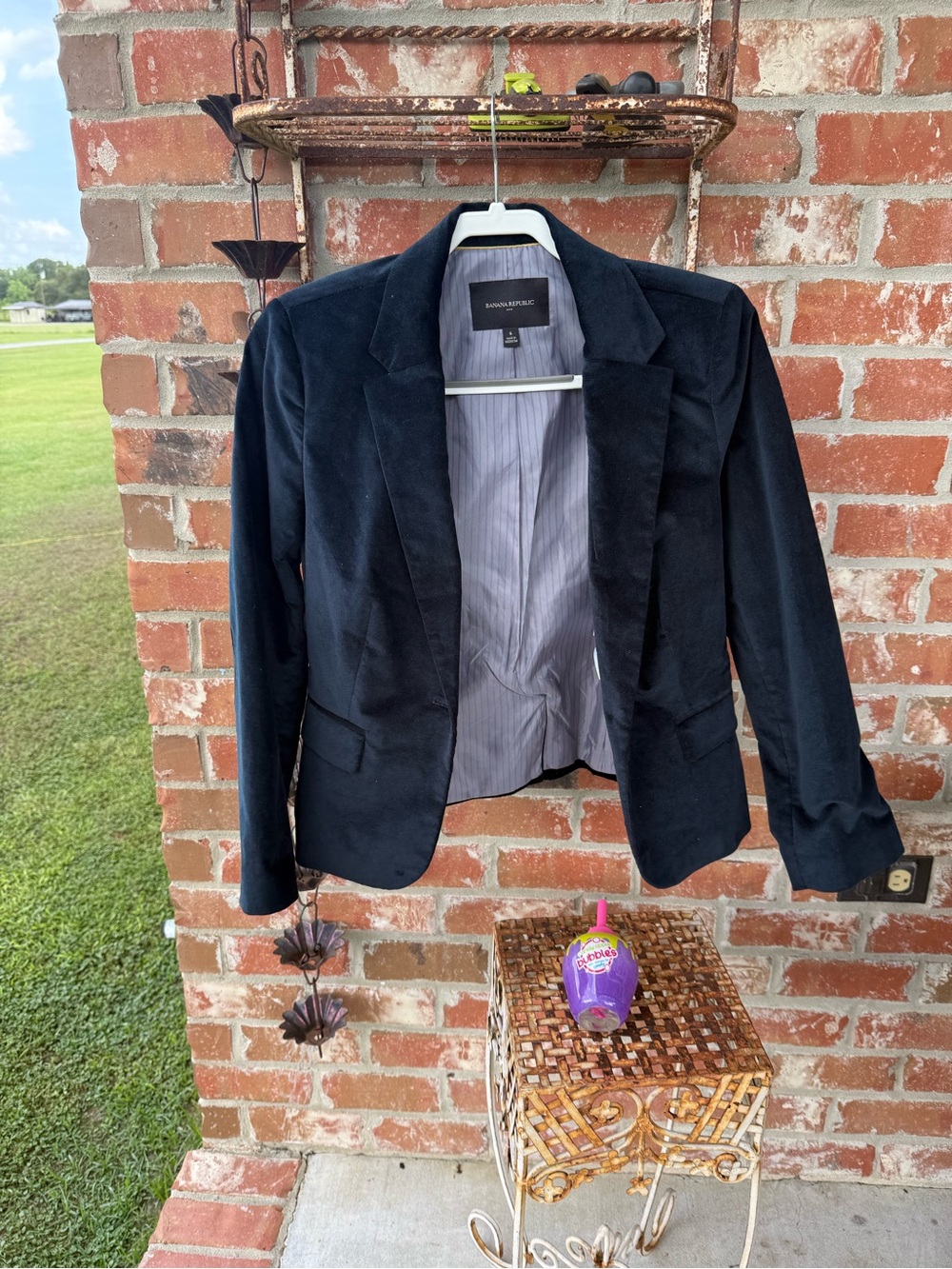 Banana Republic Women's Navy Velvet Blazer
